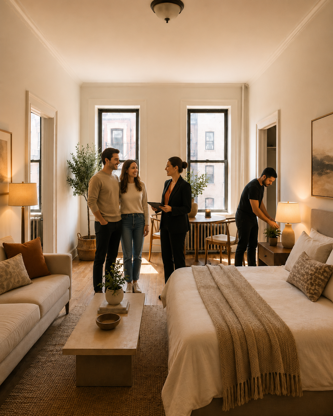 Fertig eingerichtetes Apartment nach der Transformation