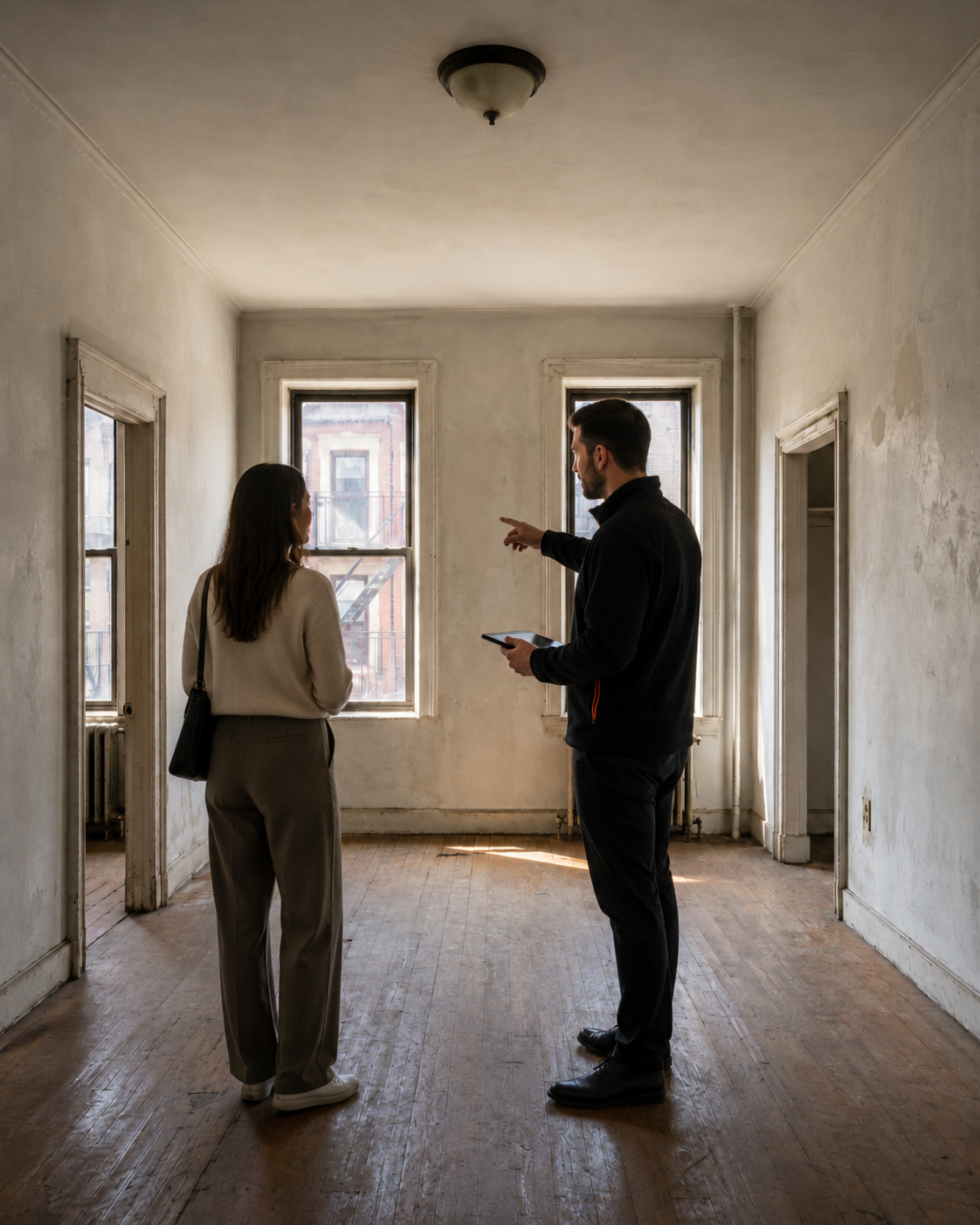 Unrenovierter Raum vor der Apartment-Transformation